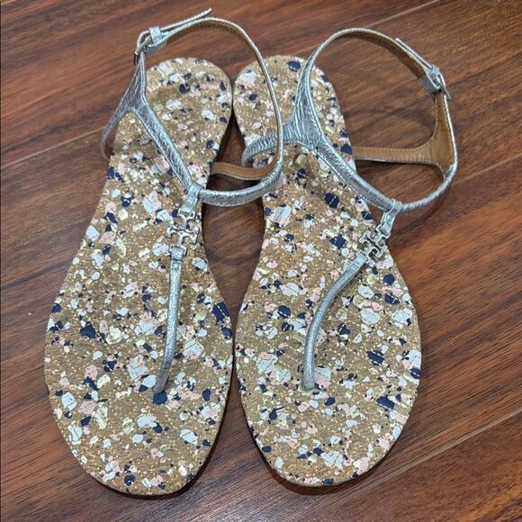 Tory Burch Marion Silver Confetti  Women's T- Strap Sandals Size 10M - Picture 5 of 8